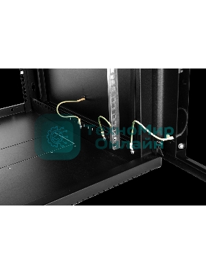 Шкаф коммутационный ЦМО ШРН-15.650-9005 настенный 15U 600x658мм пер.дв.стекл 200кг черный 600мм 180град.