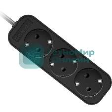 Удлинитель cетевой Defender M330 черный, 3 м, EURO, 3 розетки, 2200 Вт