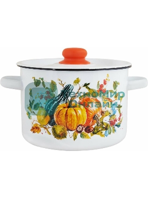 Кастрюля Appetite 1с15с/1 Осень с крышкой, эмалированная сталь, цилиндрическая 1,5 л