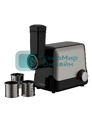 Мясорубка электрическая GARLYN MG-1500 серый/черный, 2000 Вт, 2.5 кг/мин, реверс, защита от перегрузки, насадки - 9