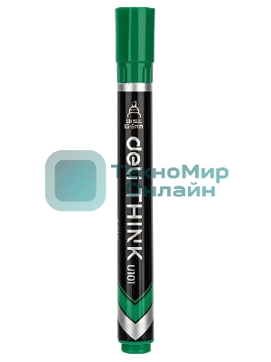 Маркер перманентный Deli Think EU10150, скошенный пишущий наконечник, 2-5мм, зеленый