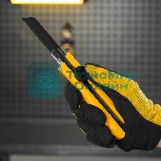 Нож Denzel 18 мм, сменное лезвие, SK4, метал. направляющая, винтовой фиксатор