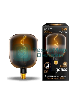 Лампа светодиодная Gauss Filament V140 5W 200lm 1800К Е27 black-clear flexible LED
