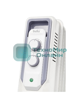 Обогреватель масляный Ballu CUBE BOH/CB-05W (5 секций), белый, 1000 Вт, 15 м2, механический термостат