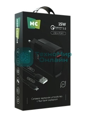 Сетевое зарядное устройство MORE CHOICE (4620202553416) NC09m 1USB 3.0A QC3.0 15W, черный