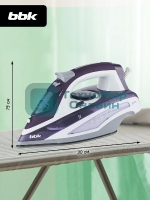Утюг BBK ISE-2404 фиолетовый, 2400 Вт, 40 г/мин, 140 г/мин, 440 мл