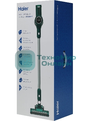 Пылесос вертикальный Haier HVC400HE зеленый, питание от аккумулятора, 400 Вт, уборка сухая, пылесборник 0.8 л