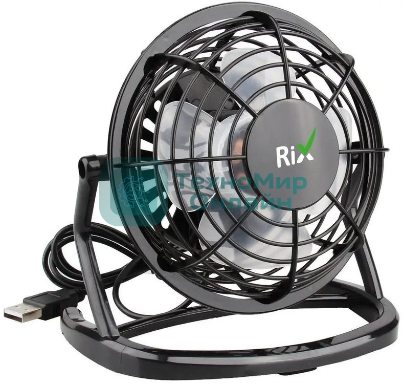 Вентилятор Rix RDF-1500USB чёрный, настольный, 2.5 Вт, 1 скорость, 10 см
