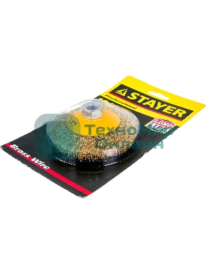 Кордщетка STAYER PROFESSIONAL 35133-100коническая М14 витая латунь/сталь 0.3мм d100мм