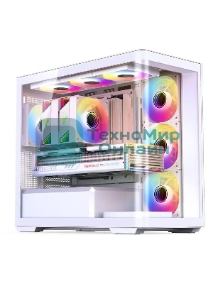 Корпус без блока питания JONSBO D300, Mini-Tower, TG, no fan, 2xUSB-A 3.2 + 1xUSB-C 3.2, mATX, mITX White