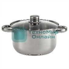 Кастрюля WEBBER BE-157/2 из нержавеющей стали со стеклянной крышкой d=20; 3.5 л (12)