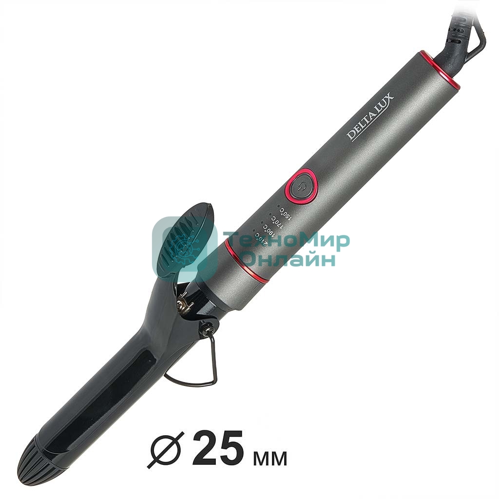 Щипцы для завивки волос DELTA LUX DE-5401 темно-серый, 25 мм, 210 °C, 4 режима