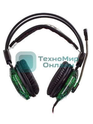 Гарнитура Oklick HS-L500G зелёный/чёрный, проводная, USB/3.5 мм