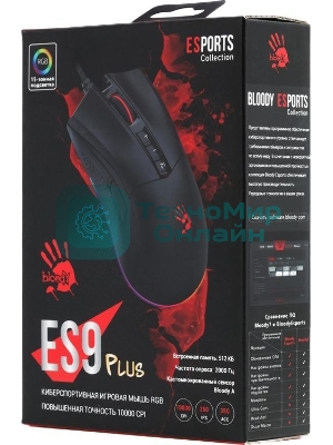 Мышь проводная A4Tech Bloody ES9 Plus черный, 10000 dpi, USB, кнопки - 8