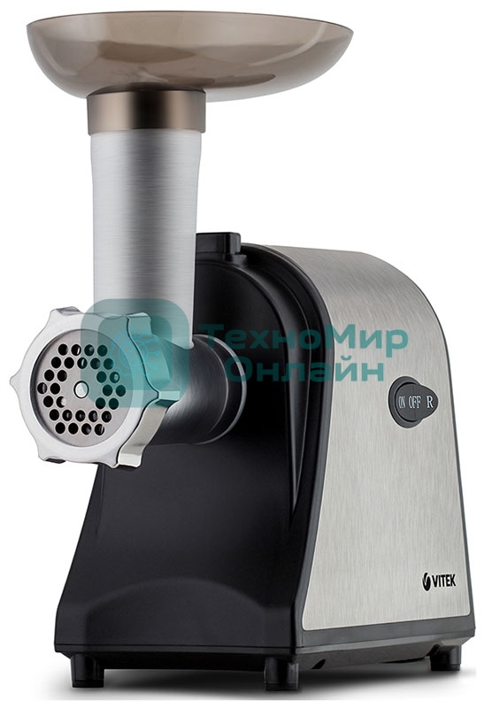 Мясорубка электрическая Vitek VT-3636 серебристый, 1700 Вт, 1.7 кг/мин, реверс, насадки - 4
