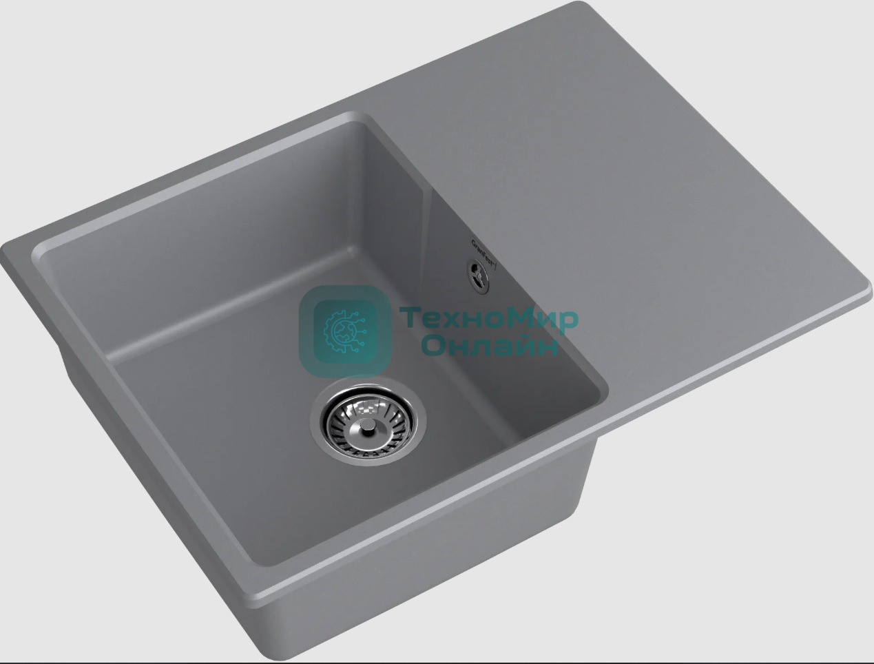 Мойка GranFest Urban 668L темно-серый 1-чаша+крыло 680x490мм, монтаж: врезной, материал: кварц