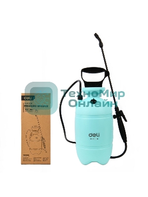 Опрыскиватель садовый помповый Deli DL581103B 3л, регулируемый разбрызгиватель, ремень для переноски