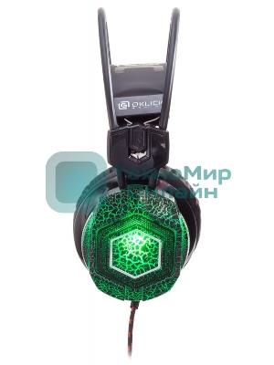 Гарнитура Oklick HS-L500G зелёный/чёрный, проводная, USB/3.5 мм