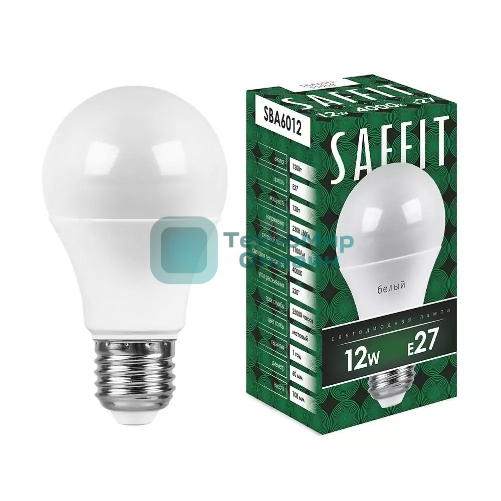 Лампа светодиодная SAFFIT SBA6012 (55008) 12Вт Е27 белый