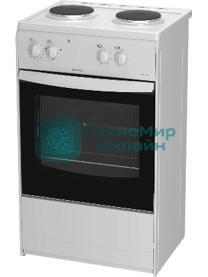 Плита электрическая Darina S EM 521 404 W белый/черный, конфорок 2 шт, духовка 45 л, 50 см x 85 см x 41 см