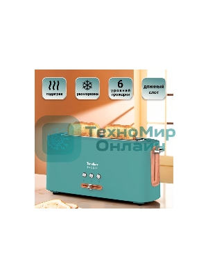 Тостер Tesler TT-140, зеленый, 980 Вт, 1 слот