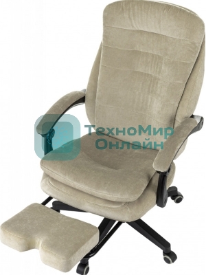 Кресло руководителя Бюрократ T-9950MSG-F Fabric песочный Light-21, крестов. пластик, подст. для ног