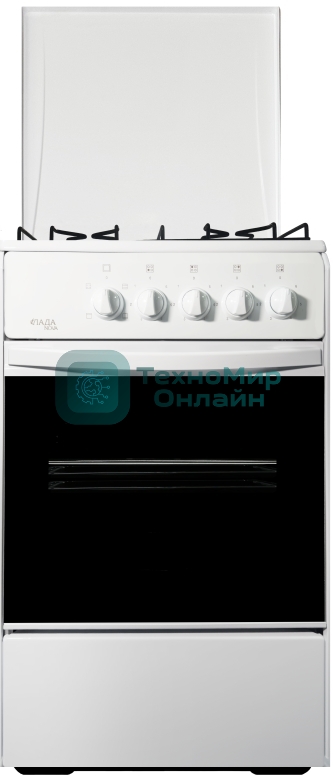 Плита газовая Лада Nova RG 24044 W белый, конфорок 4 газовых, духовка 50 л, 50 см x 85 см x 60 см