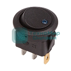 Выключатель клавишный Rexant круглый 12V 16А (3с) ON-OFF черный с синей подсветкой