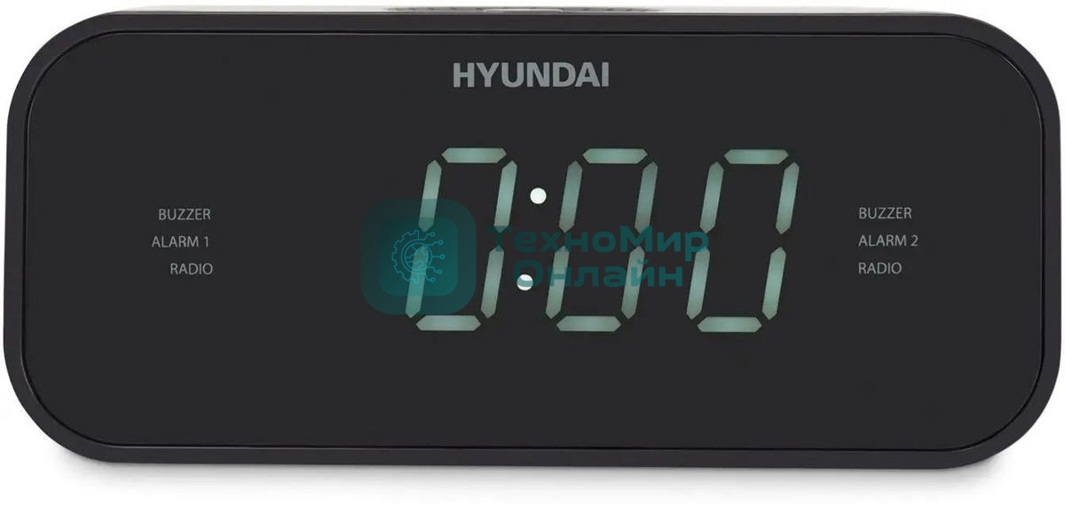 Радиобудильник Hyundai H-RCL221 черный LCD подсв:белый часы:цифровые FM