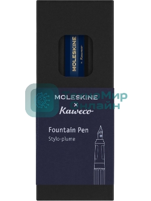 Ручка перьевая Moleskine Kaweco KAWFOUNTPENMBLUE синий, M, сталь нержавеющая/позолота, синие чернила, подарочная коробка
