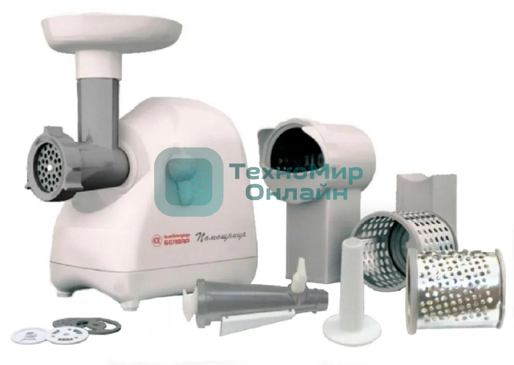 Мясорубка электрическая Белвар КЭМ-П2У 302-09 белый, 1500 Вт, 0.4 кг/мин, реверс, насадки - 6