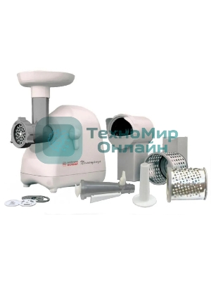 Мясорубка электрическая Белвар КЭМ-П2У 302-09 белый, 1500 Вт, 0.4 кг/мин, реверс, насадки - 6