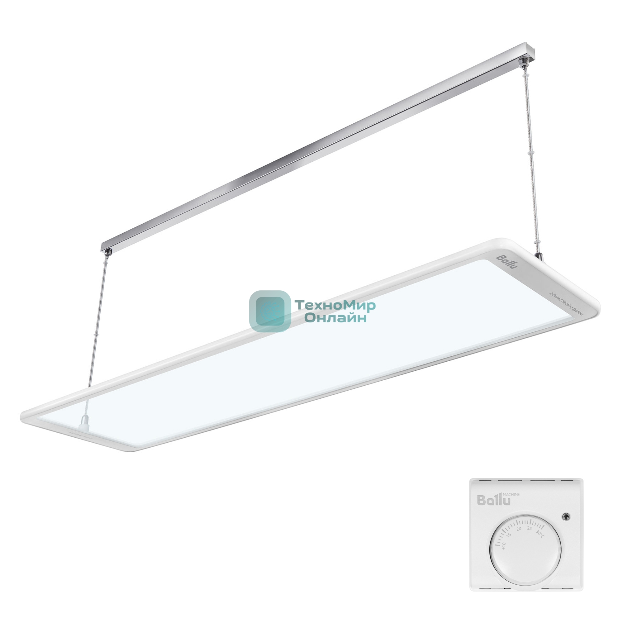 Комплект обогреватель инфракрасный Ballu BIH-GTW-0.5 + BMT-1 белый, 500 Вт, 10 м2, термостат
