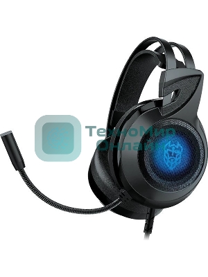 Гарнитура QUMO Odin чёрный, проводная, 3.5 мм, подсветка