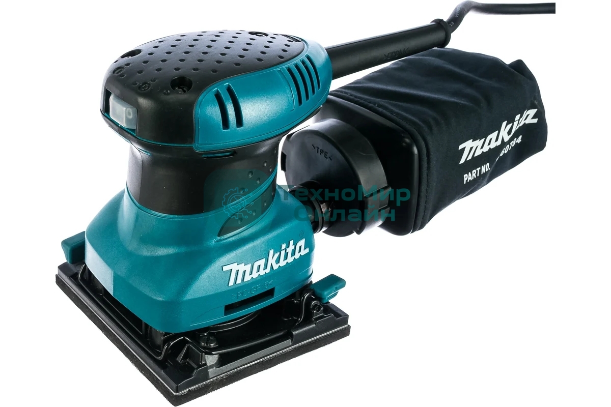 Шлифовальные машины Makita BO4555 ВШМ, 200Вт,114х102мм,14000об\м,ампл-1.5мм,1.1кг,кор,п\сборник,зажим\липучка