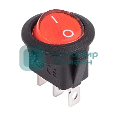 Выключатель клавишный Rexant круглый 12V 20А (3с) ON-OFF красный с подсветкой