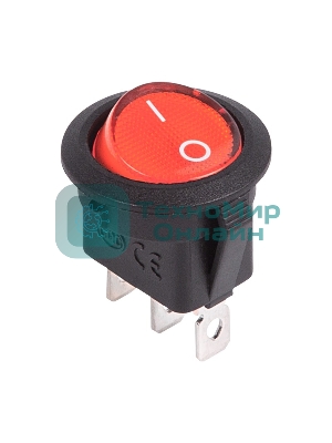 Выключатель клавишный Rexant круглый 12V 20А (3с) ON-OFF красный с подсветкой