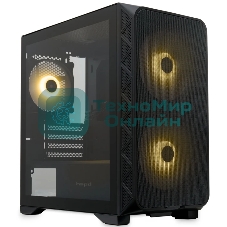 Компьютерный корпус без блока питания HSPD M321, Mesh Mini-tower, черный, slide TG, 0.45 SPCC, 2x140мм ARGb+1x120мм ARGb mATX, mITX 160/340/184мм 2x2.5