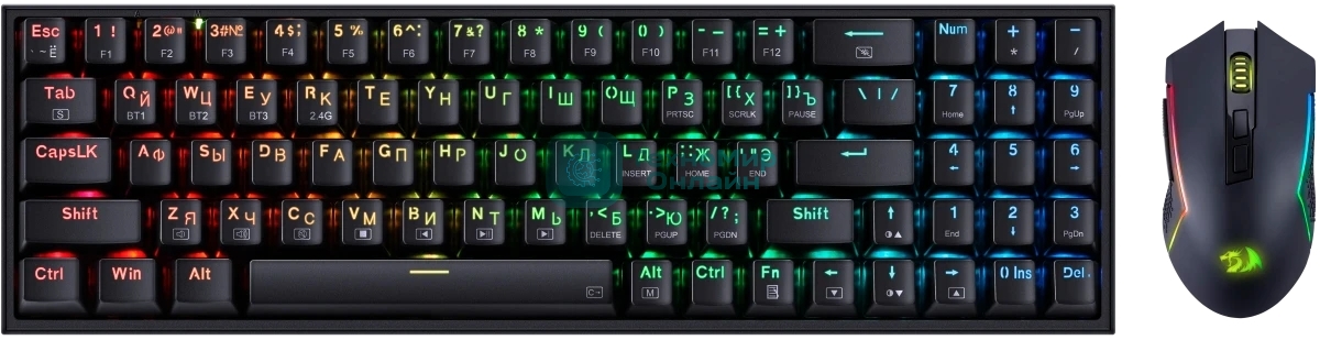 Комплект клавиатура+мышь Redragon S136 беспроводной, USB + Bluetooth, 8000 DPI, чёрный