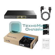 Коммутатор CUDY GS1016EPS2, 16×1 Гбит/с PoE+ + 2×1 Гбит/с SFP, настраиваемый