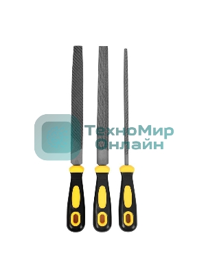 Набор напильников Deli DL352083 3шт инструментальная сталь T12, обрезиненная пластиковая рукоятка