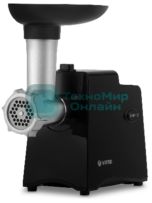 Мясорубка электрическая Metropolis Vitek VT-3644 черный, 2000 Вт, 1.8 кг/мин, реверс, насадки - 1