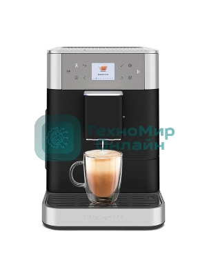 Автоматическая эспрессо-машина KitchenAid 5KES8556EBK, 2.2 л, одновременное приготовление двух чашек, 5 уровней крепости кофе, автоматическая очистка, автоматическая декальцинация, цветной дисплей, сенсорное управление, 15 рецептов, автоматическое вспенивание молока, цвет черный