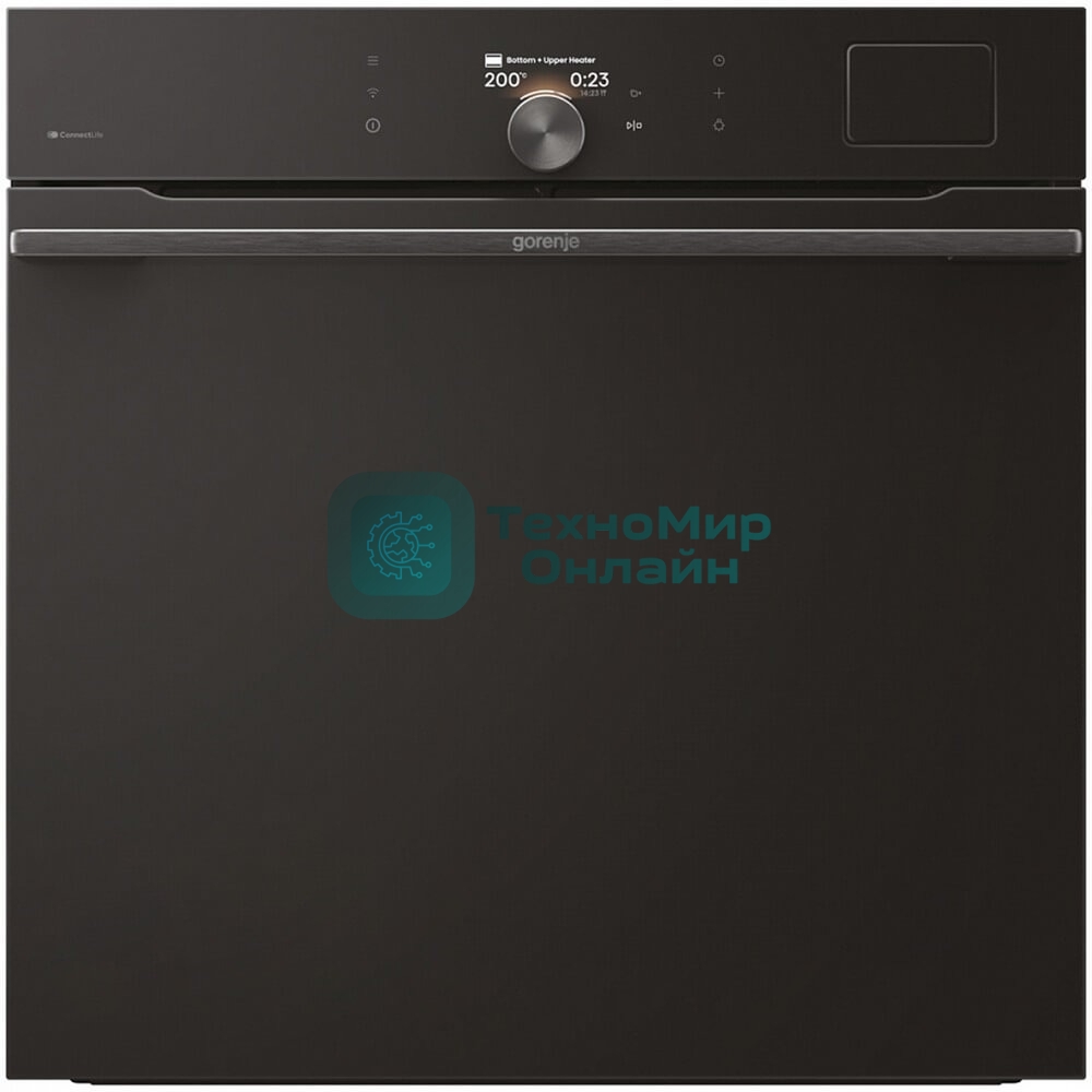 Встраиваемая электрическая духовка Gorenje BFS6148B, объем 77 л, макс. температура 230 градусов, сенсорное/поворотное управление, Wi-Fi, пар (FullSteam), сувид, AirFry, автоматические программы, телескопические направляющие на одном уровне, термощуп, динамическая система охлаждения, многоуровневое приготовление, PerfectGrill, энергоэффективность А+, черный