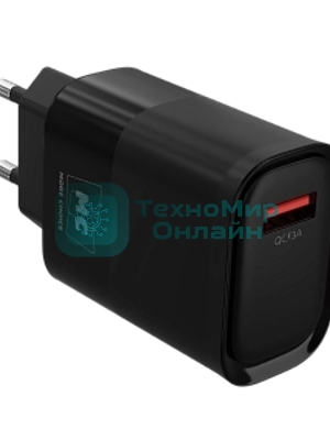 Сетевое зарядное устройство MORE CHOICE (4620202553416) NC09m 1USB 3.0A QC3.0 15W, черный