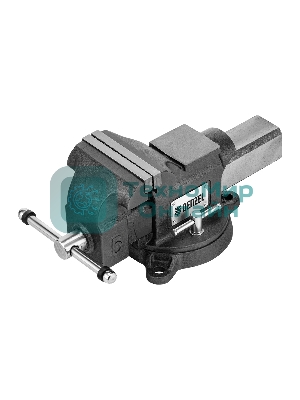 Тиски слесарные Denzel BVH-125, 125 мм, поворотные, стальная направляющая, с наковальней