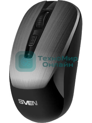 Мышь беспроводная SVEN RX-380W серый металлик, 1600 dpi, радиоканал, USB, кнопки - 4
