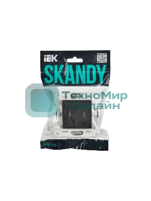 Выключатель проходной 2-кл. IEK SKANDY SK-V10G 10А с индикацией графит SK-V22-1-10-K53