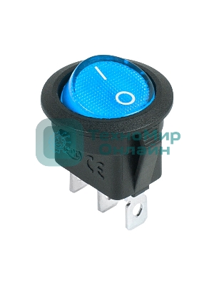 Выключатель клавишный Rexant круглый 12V 20А (3с) ON-OFF синий с подсветкой