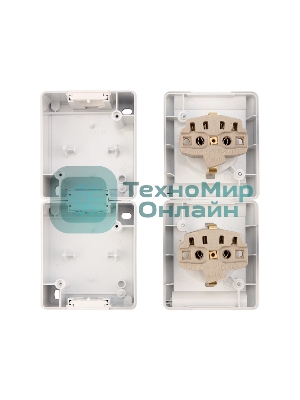 Блок вертикальный 2 розетки (керамика) Kranz INDUSTRIAL IP54 с заземлением, о/у, белый